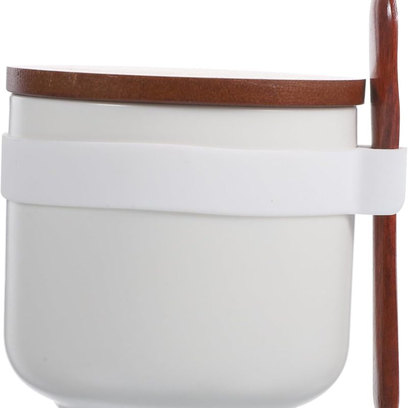 Kitchen Ceramic Seasoning Storage Jar with Lidded Design and Spoon Multi Functional Spice Container for Storing Spices Snacks and Sundries and Easy to Clean