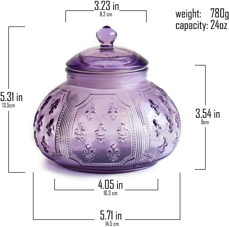 Glass Cookie and Candy Jars With Airtight Lids For Food Storage, Household (Purple, MD 5.7 in *H 5.3 in) - Image 2