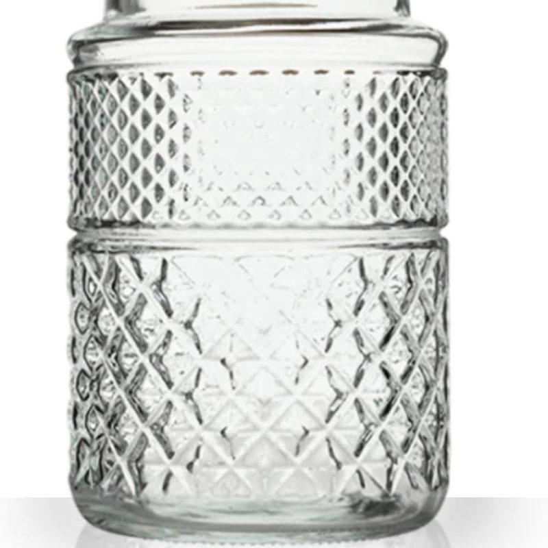 Large Glass Storage Jar, 60 FL OZ Glass Food Storage Containers with Bamboo Lid, Kitchen Containers Cereal Canisters Decorative Jar for Candy Snack Cookies Coffee Tea Nuts Airtight Glass Jars (Round)