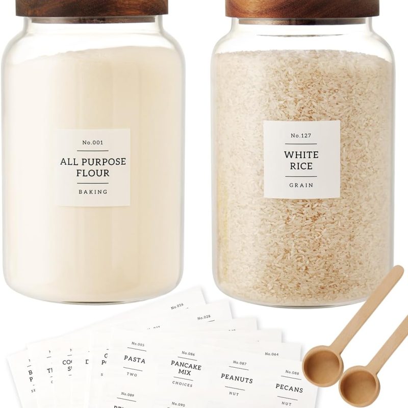 2 PCS Large Glass Jar with Airtight Lid, Glass Food Storage Jars for Tea,Spice,Cereal, Egg,Flour,Coffee and More(1 gallon/4000 ml)