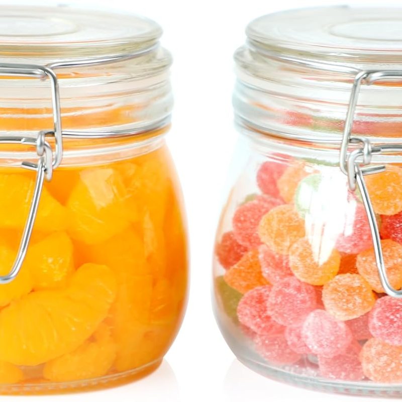 Glass Jar With Airtight Lid 16 Oz (Set Of 2) Wide Mouth Airtight Food Storage Containers Leakproof Canister For Coffee,Sugar,Chocolate Chips,Canning,Candy,Cereal,Spice,Pickle,Cookies,Dried Fruits