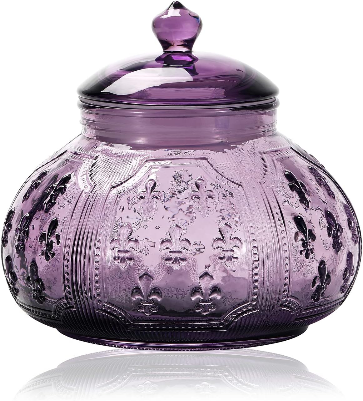 Glass Cookie and Candy Jars With Airtight Lids For Food Storage, Household (Purple, MD 5.7 in *H 5.3 in)