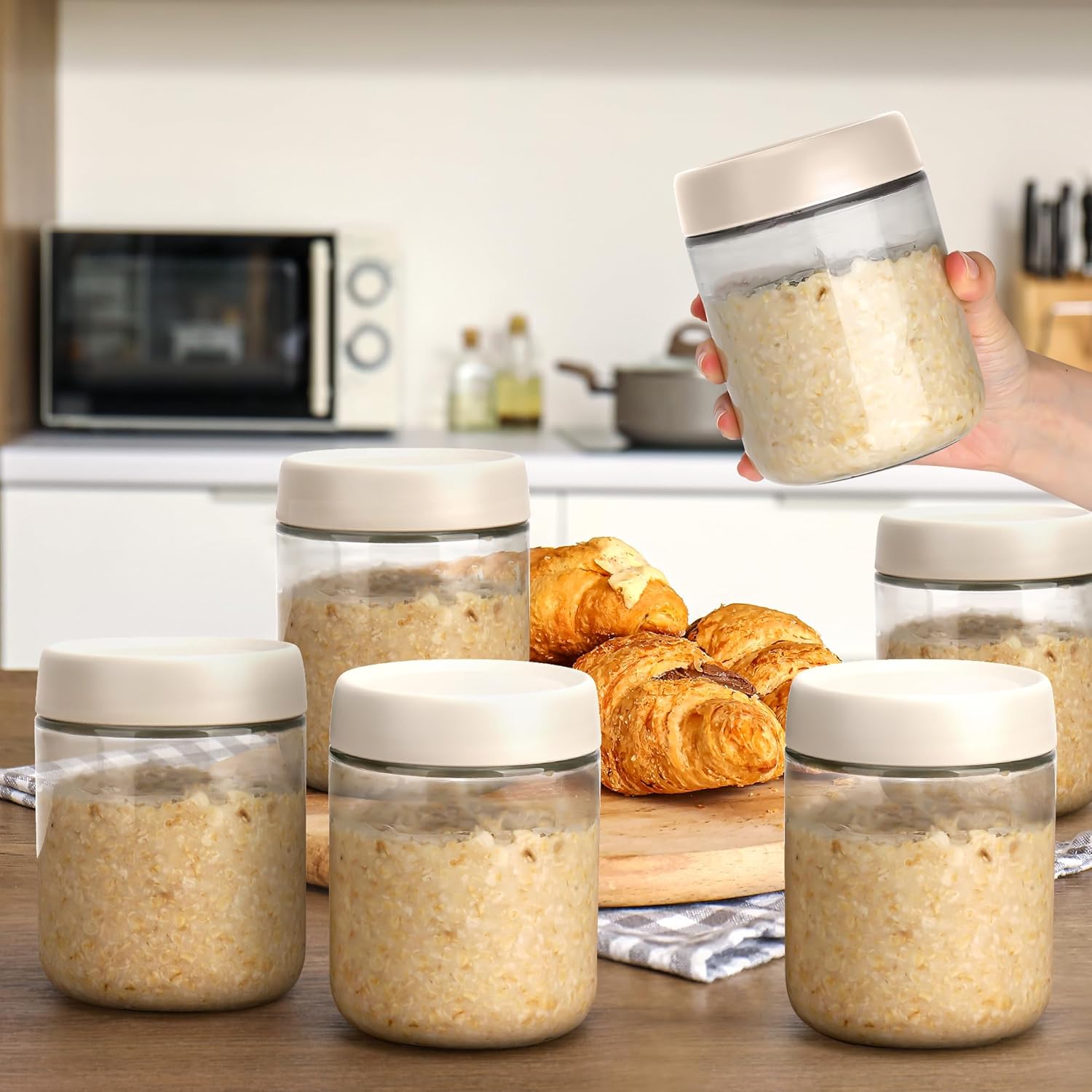 6-Pack 16oz Glass Jars with Lids for Food Storage Meal Prep Airtight - Image 2