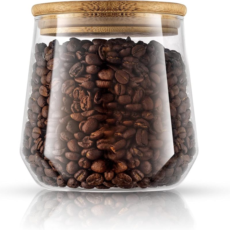 Cookie Jar. 1 Large Glass Jars With Bamboo Lids Set. For Kitchen Counter, Rice Jar, Candy Jar, Flour and Sugar Containers Canisters, 31-OZ Big Glass Jar with Lid, Airtight Glass Storage